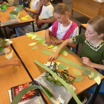 Greek Day- making laurel crowns